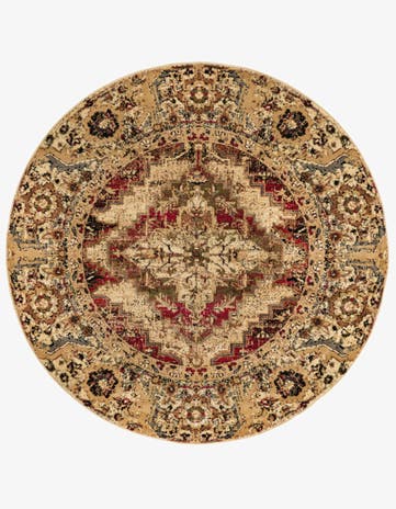 Burgundy Beige Saturn Round Rug