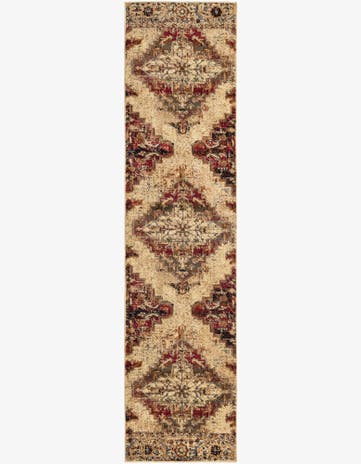 Burgundy Beige Saturn Runner Rug