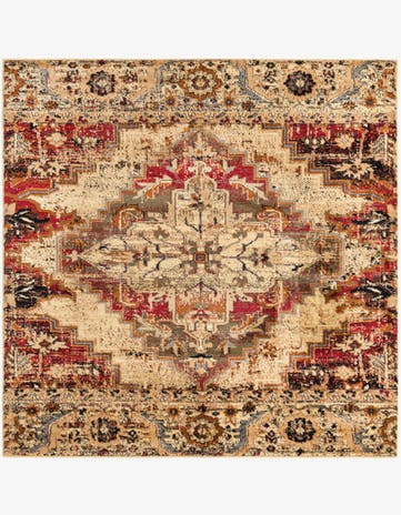 Burgundy Beige Saturn Square Rug