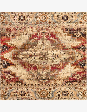 Burgundy Beige Saturn Square Rug