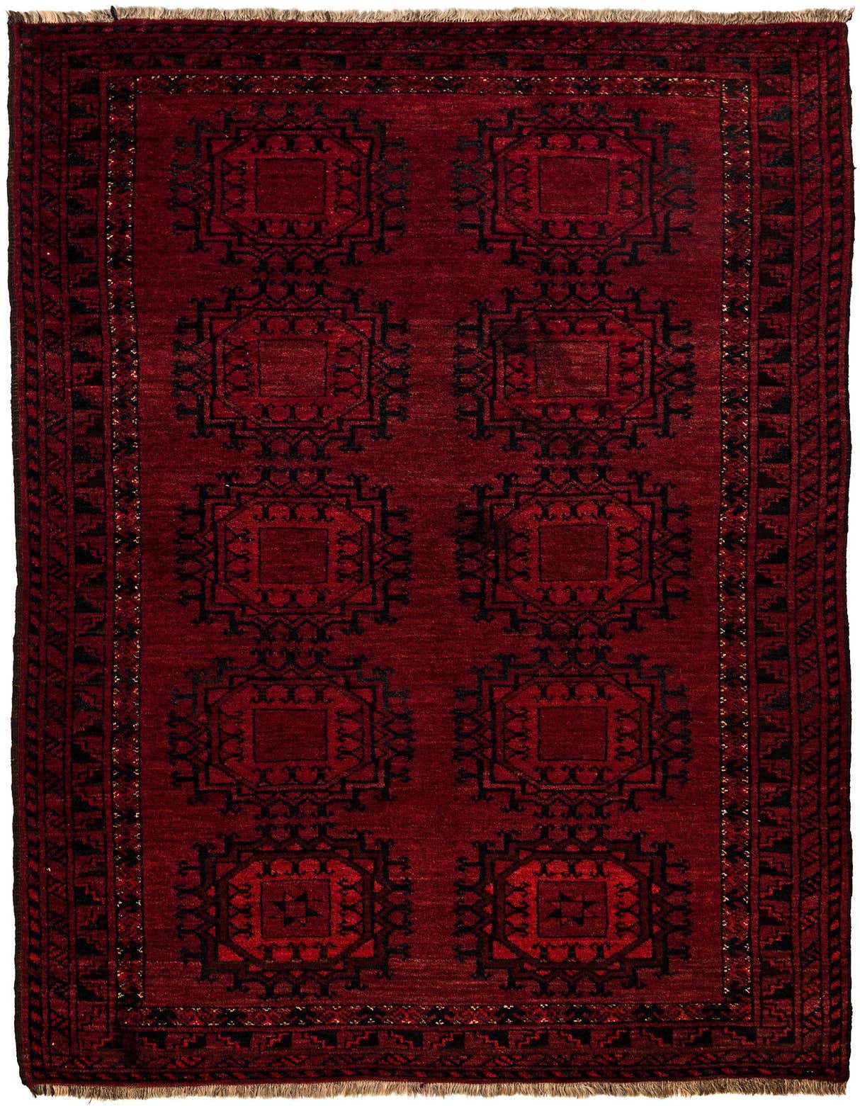 3' 10 x 6' 5 Hand Knotted Afghan Akhche Oriental Wool Rug