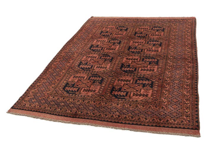 Detail image of 5' 6 x 7' 7 Hand Knotted Afghan Akhche Oriental Wool Rug