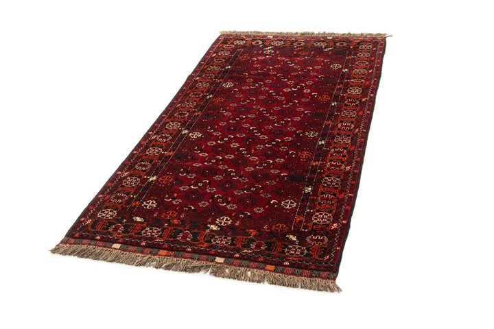 3' 5 x 6' 5 Hand Knotted Afghan Akhche Oriental Wool Rug