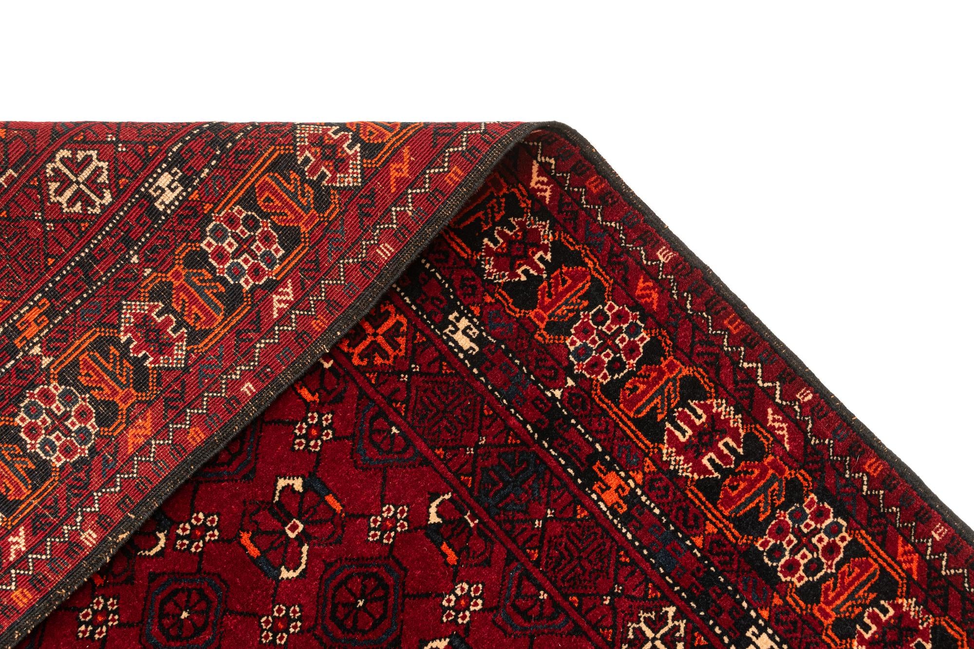 3' 5 x 6' 5 Hand Knotted Afghan Akhche Oriental Wool Rug