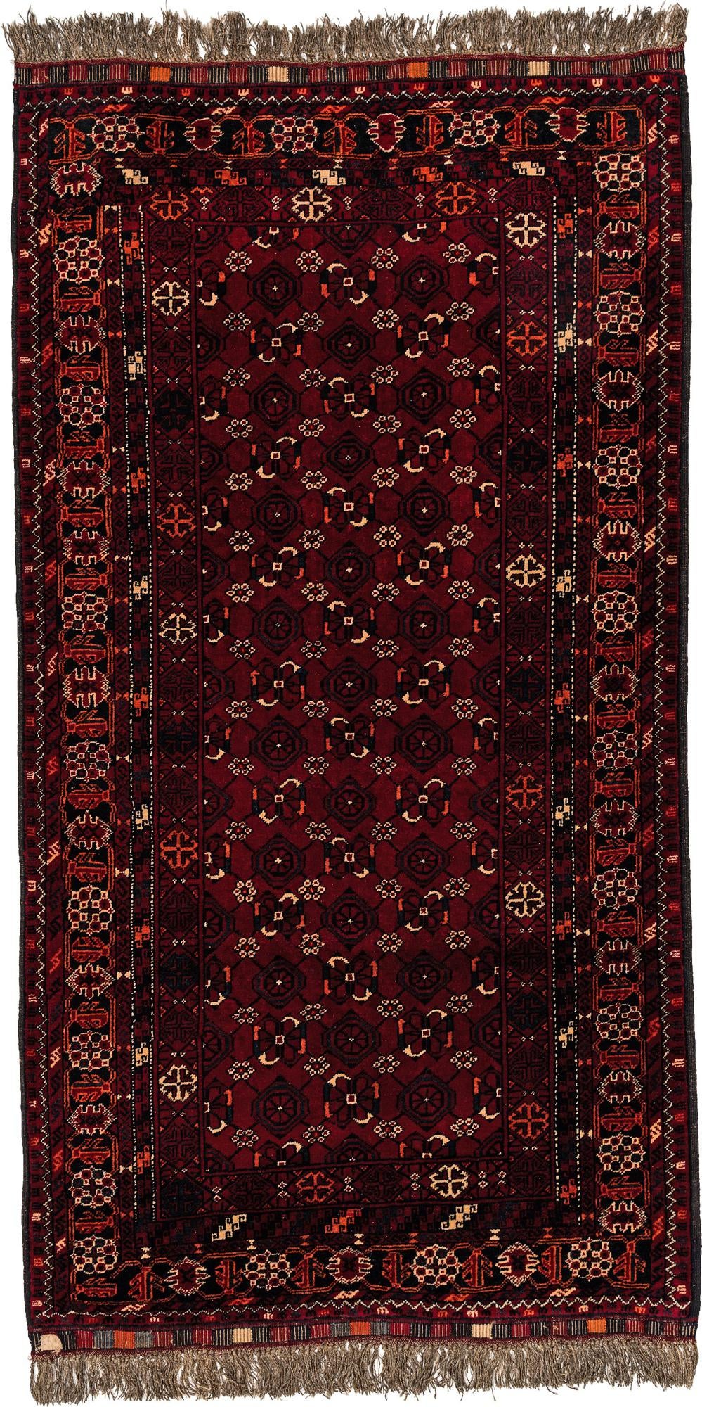 3' 5 x 6' 5 Hand Knotted Afghan Akhche Oriental Wool Rug