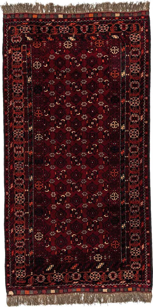 3' 5 x 6' 5 Hand Knotted Afghan Akhche Oriental Wool Rug