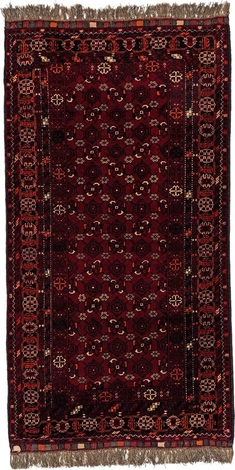 Detail image of 3' 5 x 6' 5 Hand Knotted Afghan Akhche Oriental Wool Rug