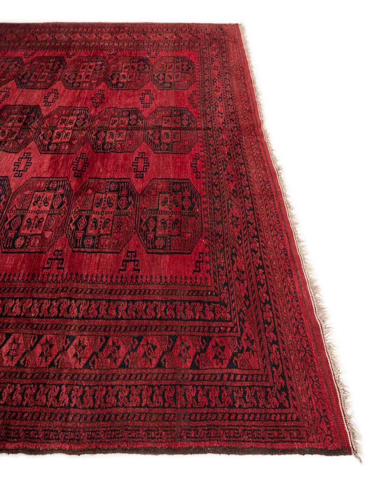 Detail image of 8' 2 x 10' 10 Hand Knotted Afghan Akhche Oriental Wool Rug