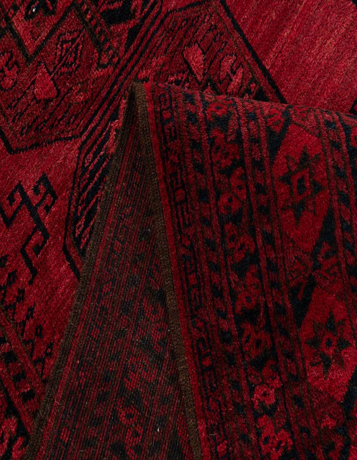 Detail image of 8' 2 x 10' 10  Hand Knotted Afghan Akhche Oriental Wool Rug