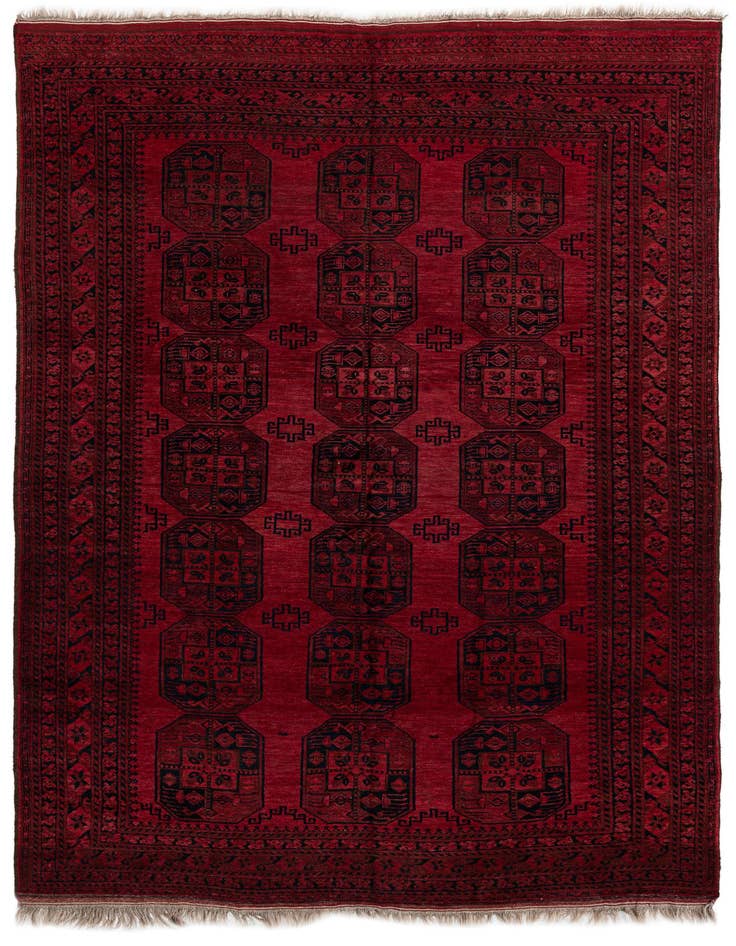 Detail image of 8' 2 x 10' 10 Hand Knotted Afghan Akhche Oriental Wool Rug