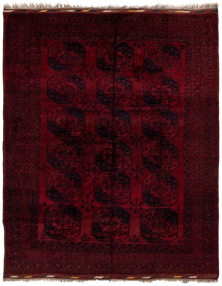 Detail image of 8' x 10' Hand Knotted Afghan Akhche Oriental Wool Rug