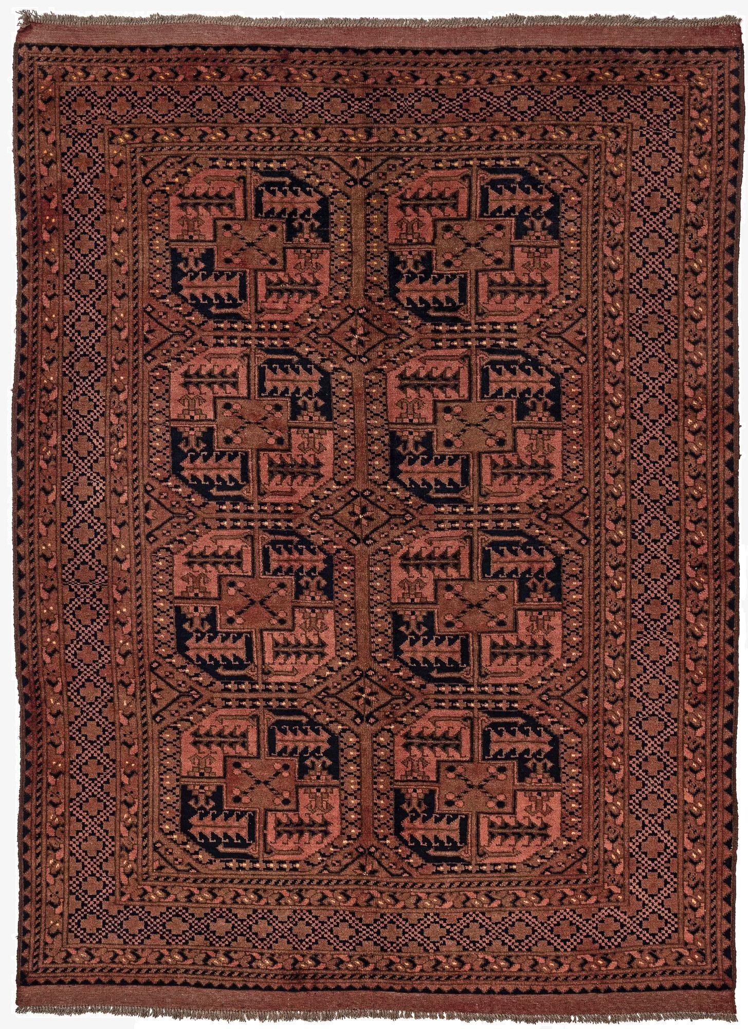 5' 6 x 7' 7  Hand Knotted Afghan Akhche Oriental Wool Rug