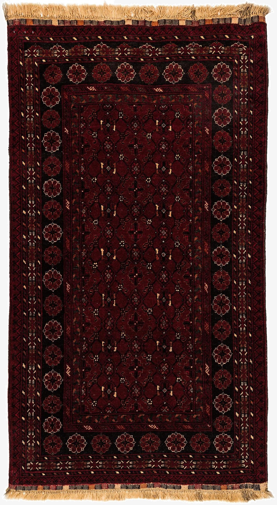 3' 6 x 6' 4  Hand Knotted Afghan Akhche Wool Rug