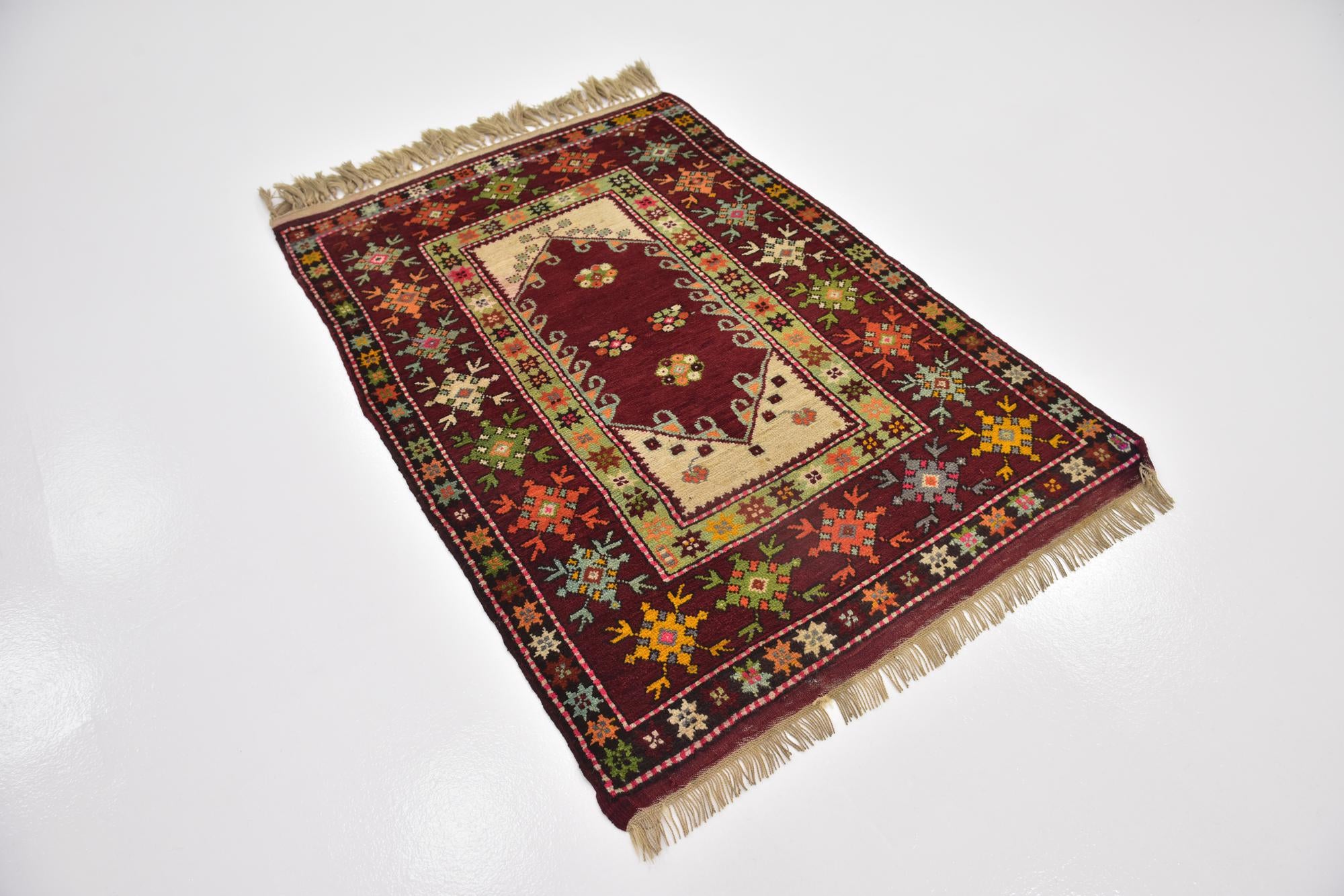 3' 8 x 5' 4 Hand Knotted Anatolian Oriental Wool Rug