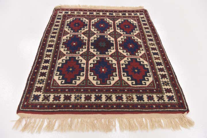 3' 4 x 4' 4 Hand Knotted Anatolian Oriental Wool Rug