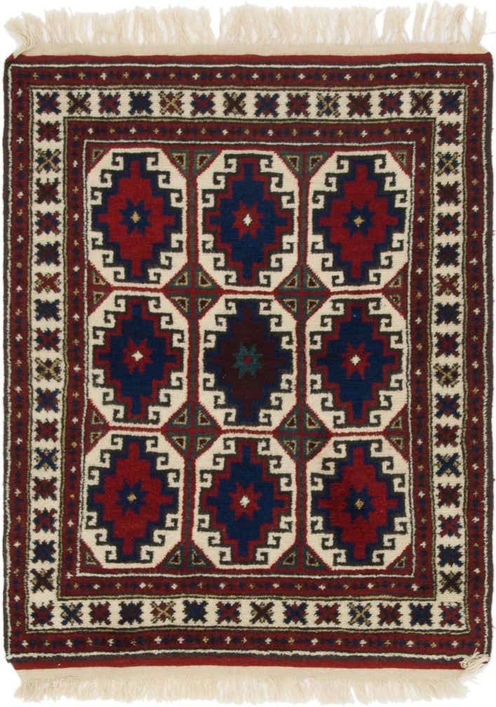 3' 4 x 4' 4 Hand Knotted Anatolian Oriental Wool Rug