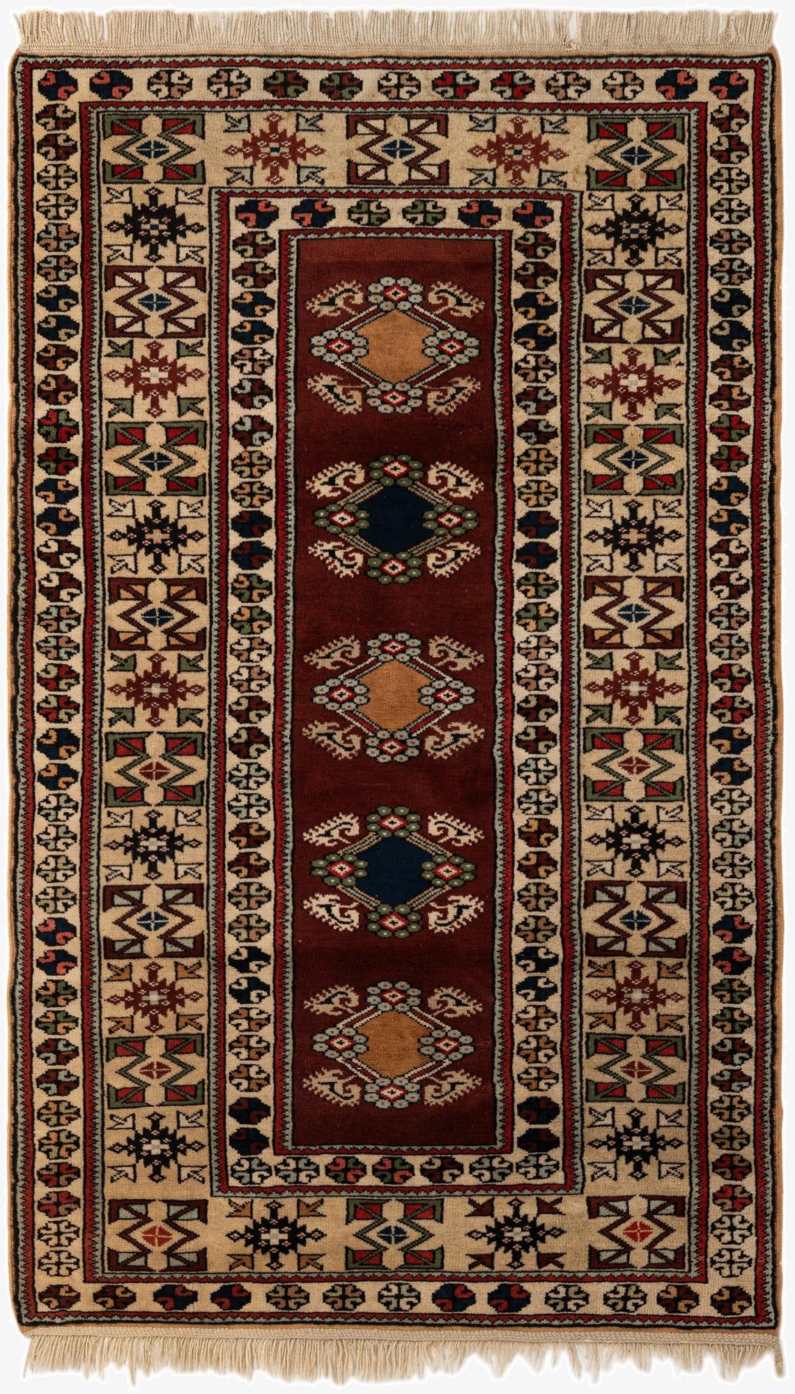 4' 2 x 6' 11  Hand Knotted Anatolian Oriental Wool Rug