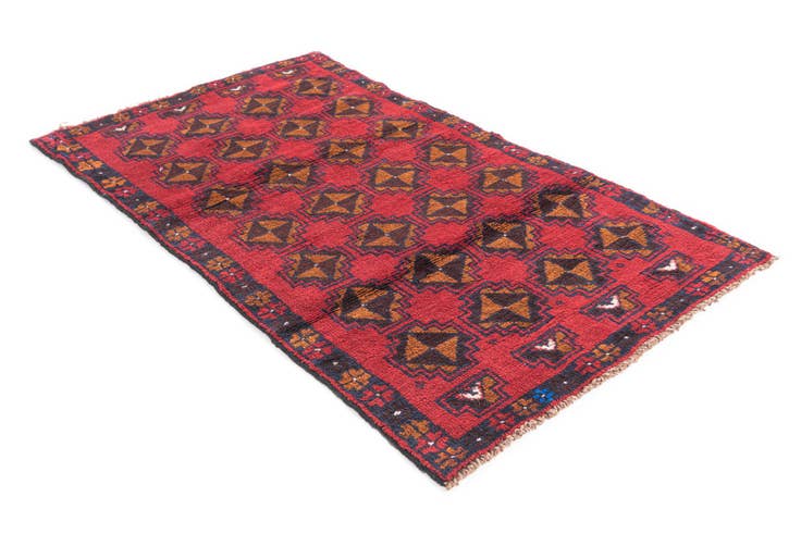 Detail image of 2' 8 x 4' 9 Hand Knotted Balouch Persian Wool Rug