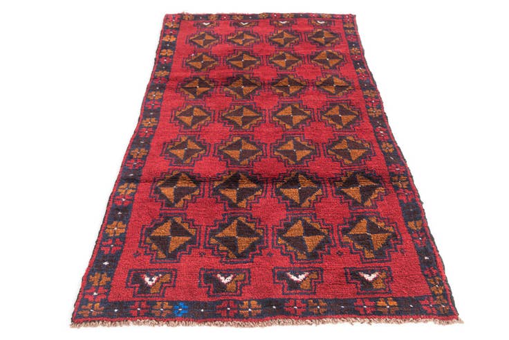 Detail image of 2' 8 x 4' 9 Hand Knotted Balouch Persian Wool Rug