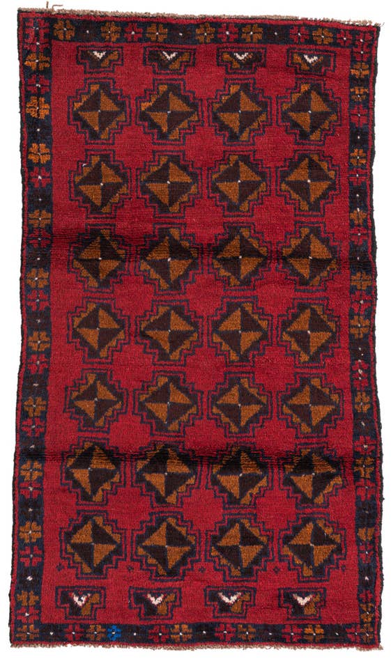 Detail image of 2' 8 x 4' 9 Hand Knotted Balouch Persian Wool Rug