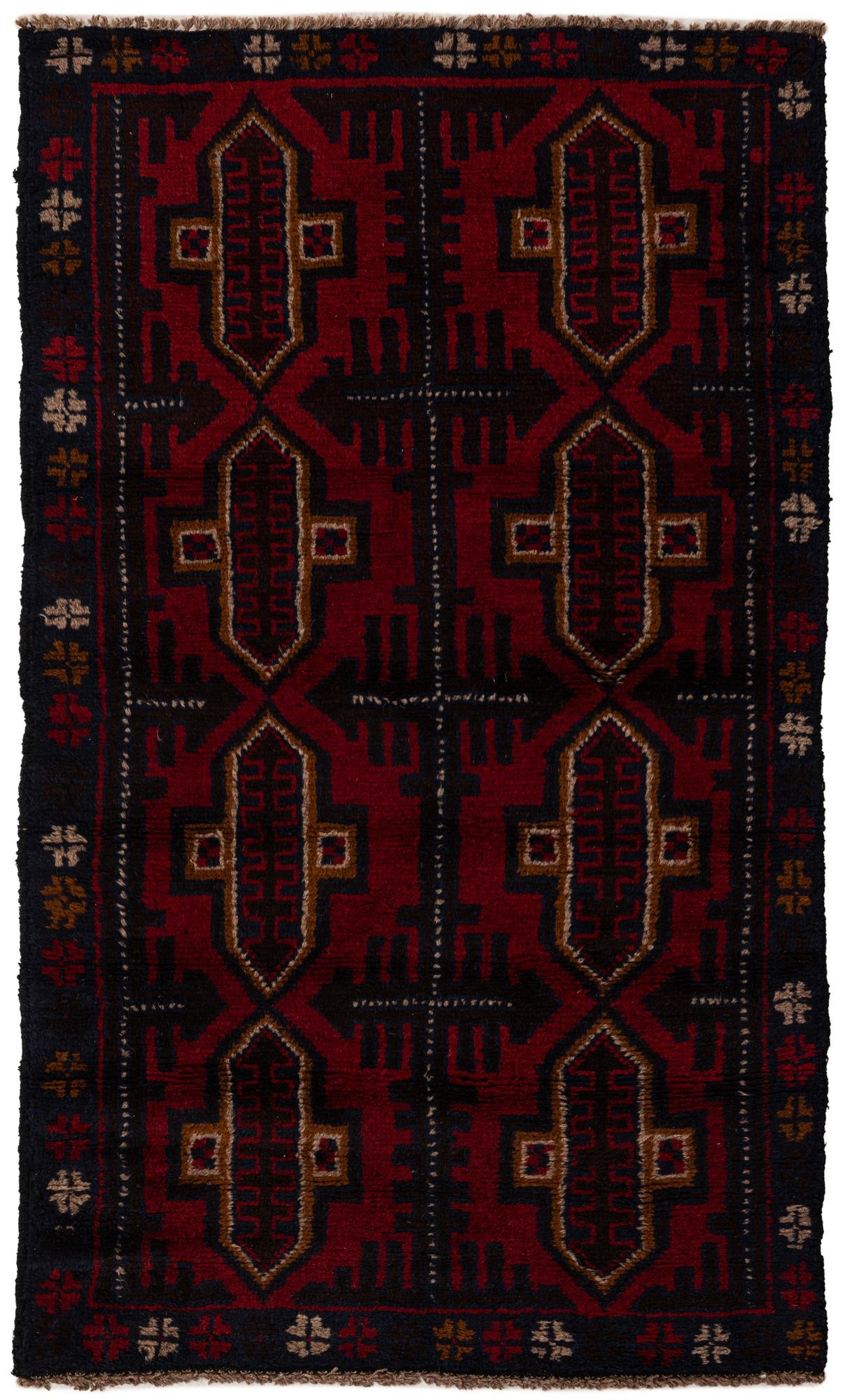 2' 9 x 4' 10 Hand Knotted Balouch Persian Wool Rug