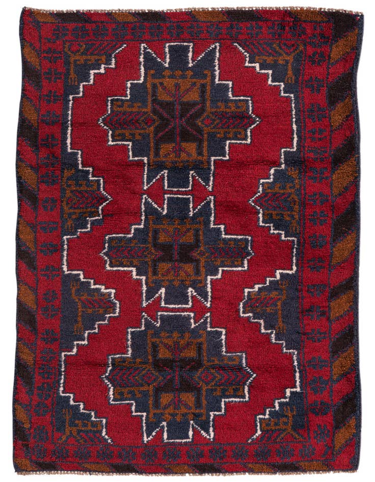 Detail image of 2' 10 x 4' 9 Hand Knotted Balouch Persian Wool Rug