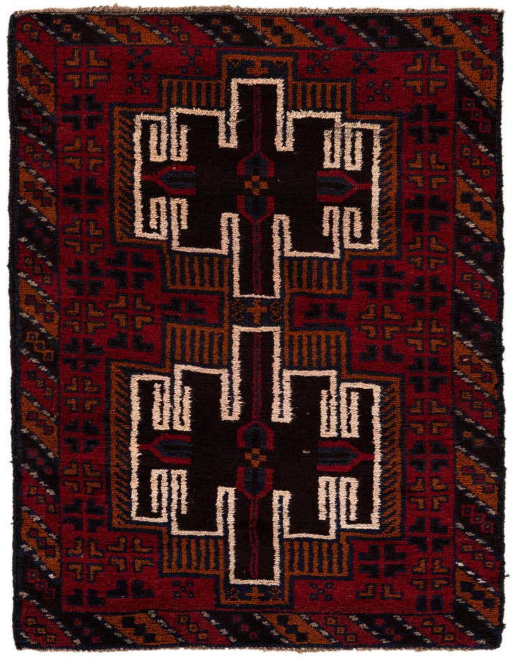 Detail image of 2' 10 x 4' 9 Hand Knotted Balouch Persian Wool Rug