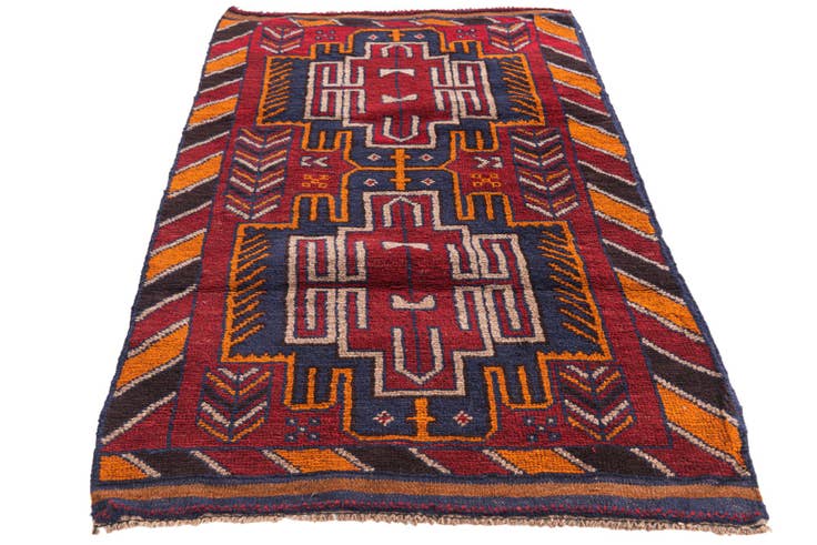 Detail image of 2' 9 x 4' 9 Hand Knotted Balouch Persian Wool Rug