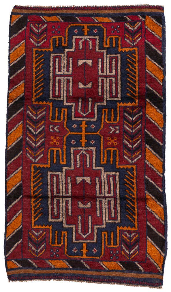 2' 9 x 4' 9 Hand Knotted Balouch Persian Wool Rug