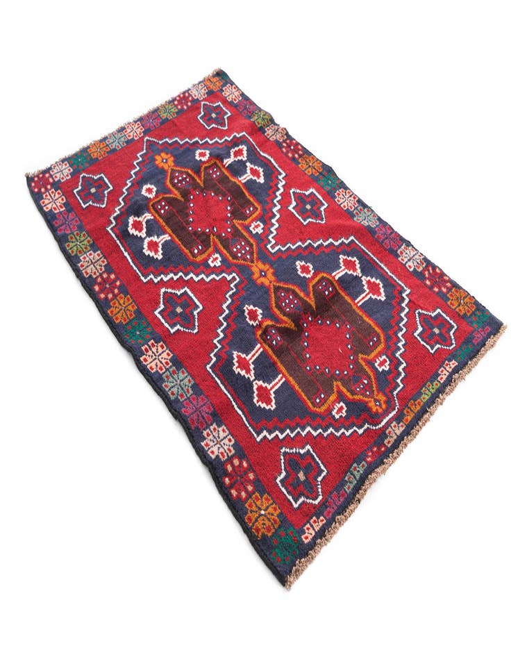 Detail image of 3' x 4' 7  Hand Knotted Balouch Persian Wool Rug