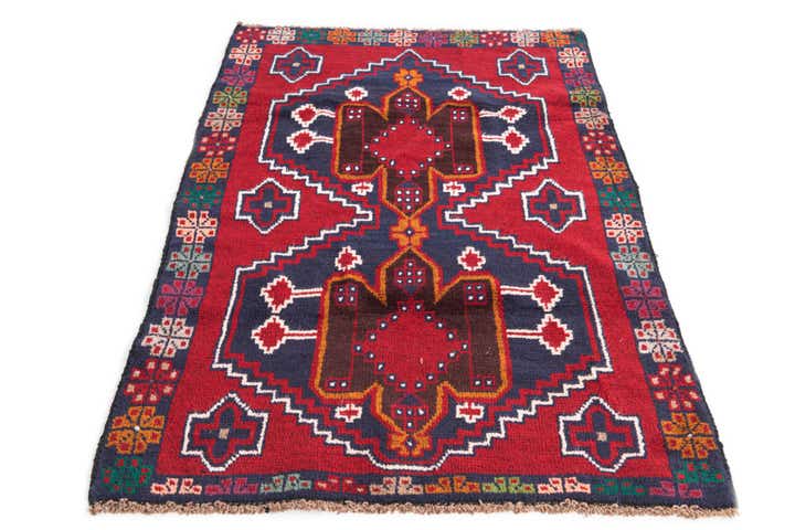 3' x 4' 7 Hand Knotted Balouch Persian Wool Rug