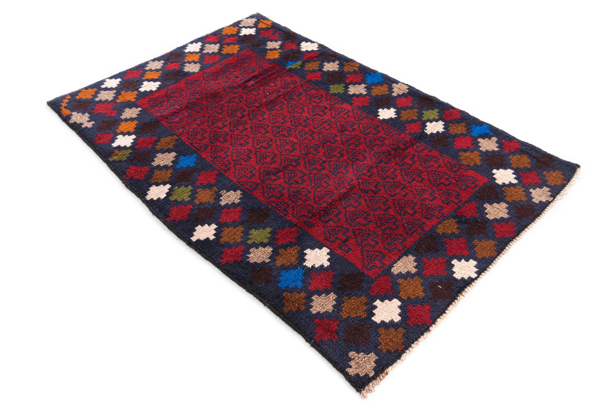 3' x 4' 5 Hand Knotted Balouch Persian Wool Rug