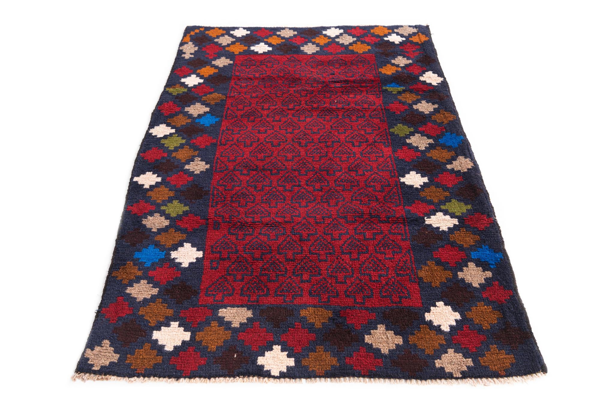 3' x 4' 5 Hand Knotted Balouch Persian Wool Rug