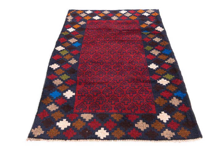 3' x 4' 5 Hand Knotted Balouch Persian Wool Rug