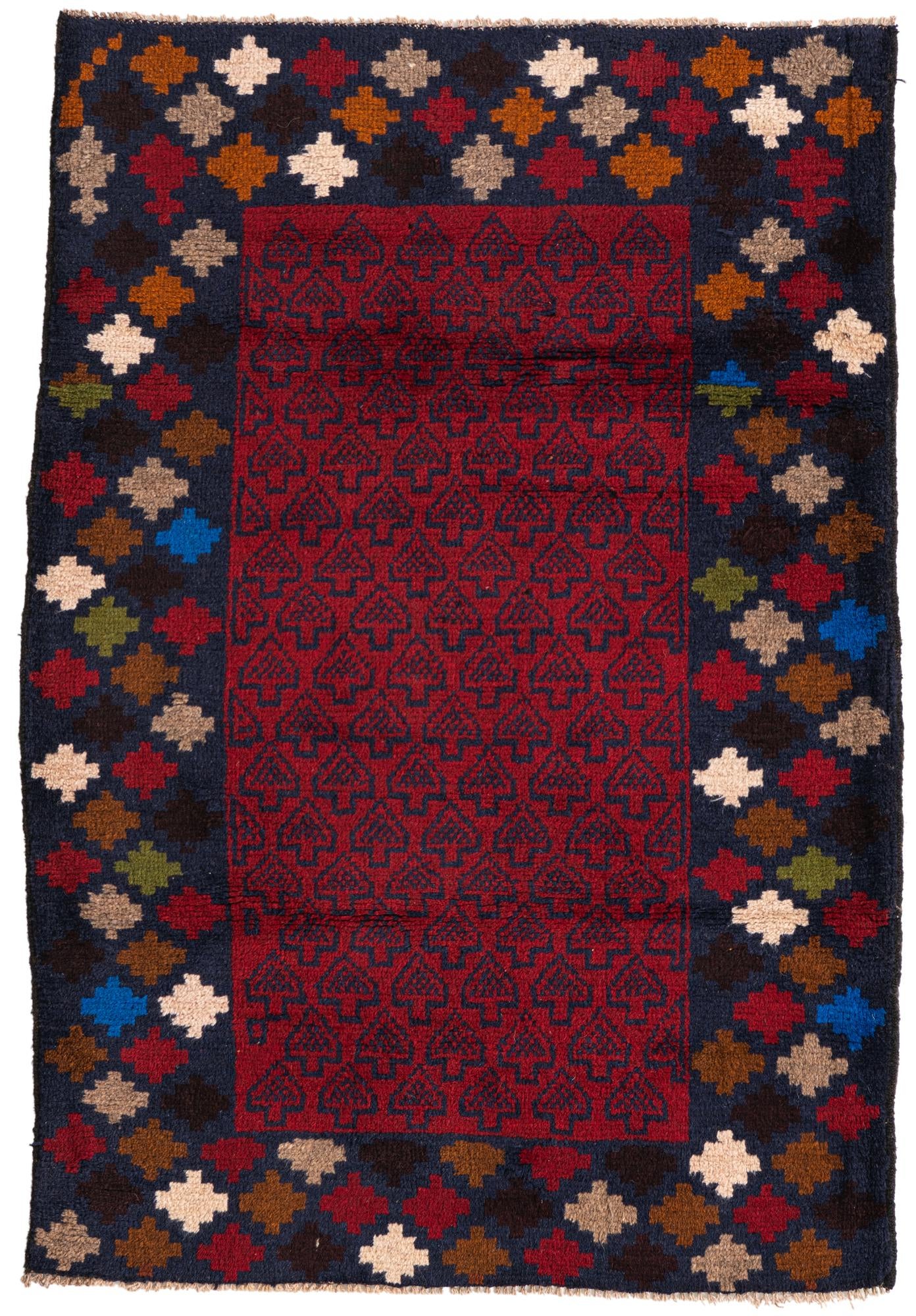 3' x 4' 5 Hand Knotted Balouch Persian Wool Rug