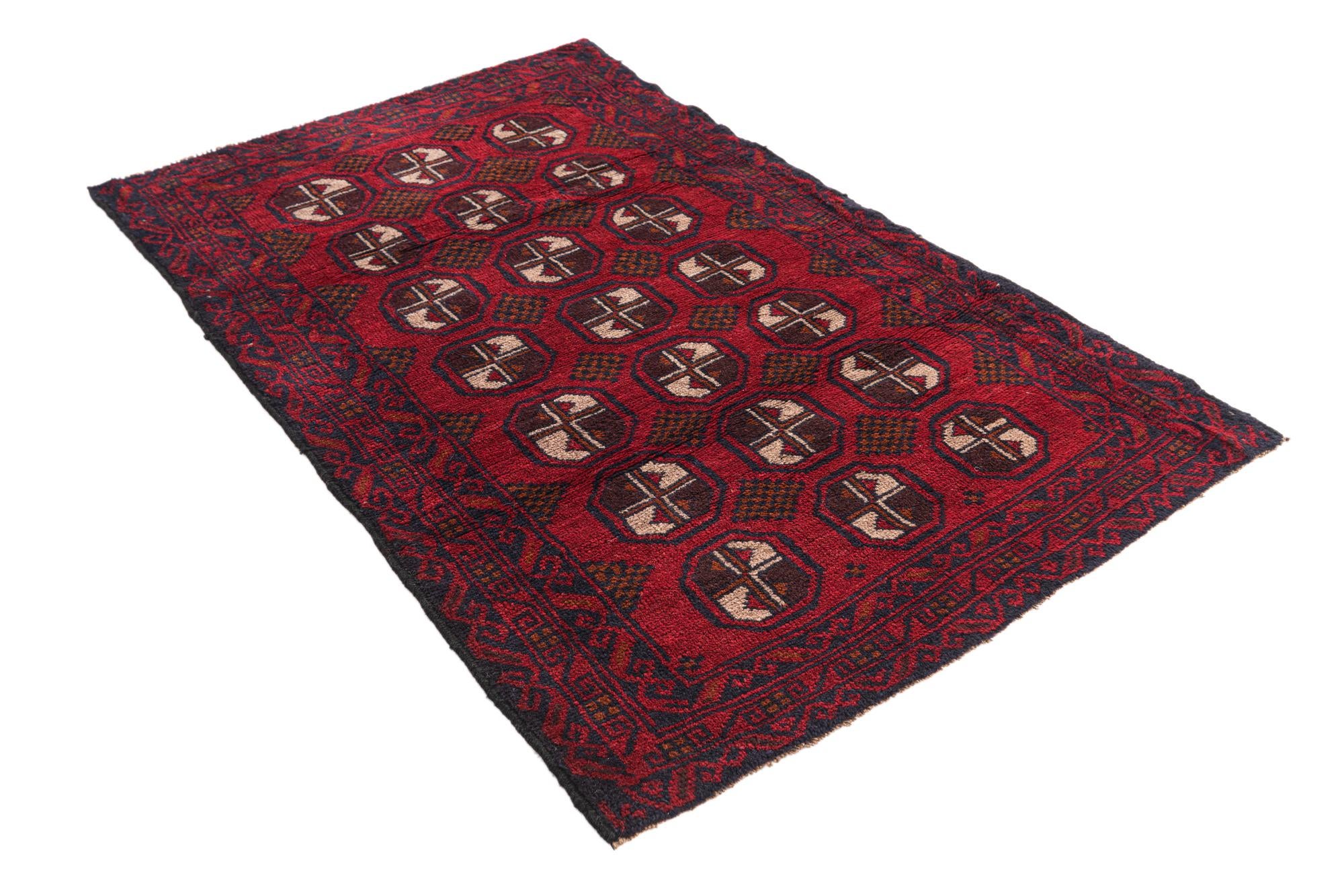 3' x 4' 7 Hand Knotted Balouch Persian Wool Rug