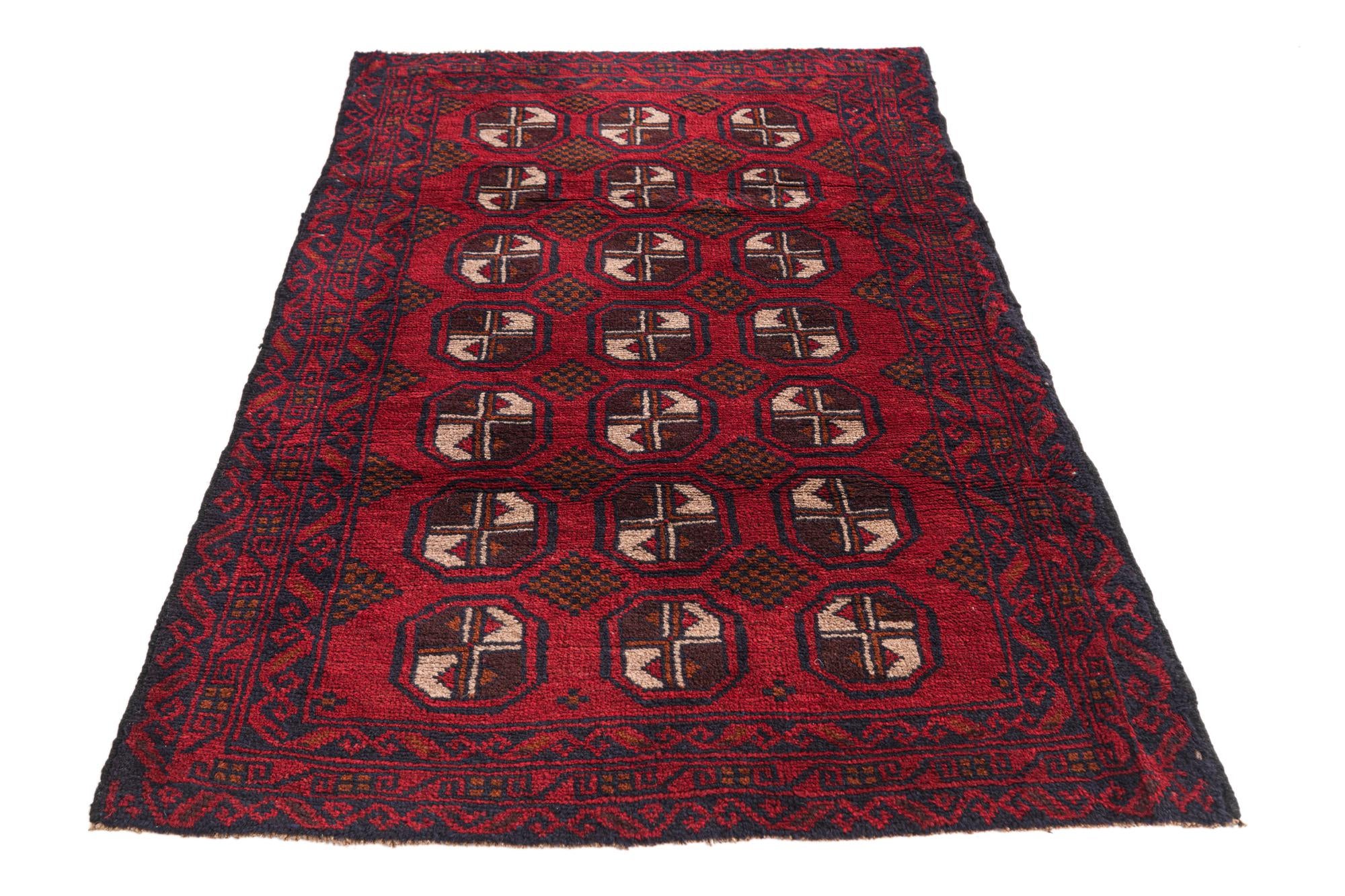 3' x 4' 7 Hand Knotted Balouch Persian Wool Rug