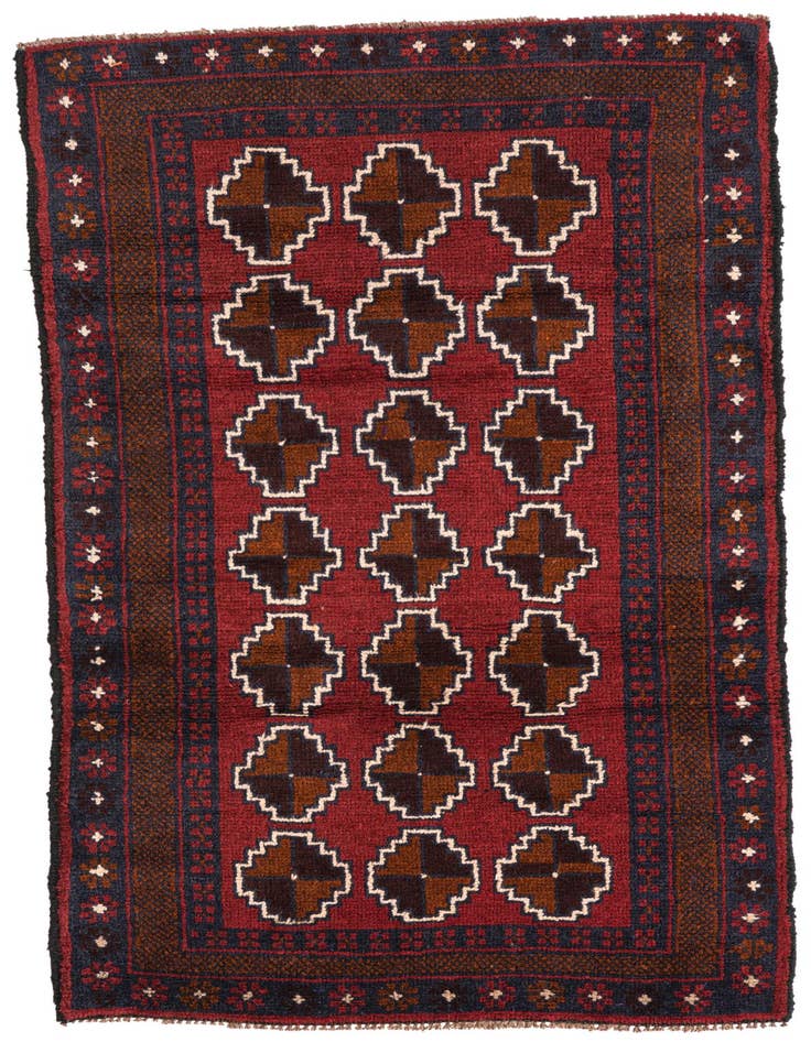 Detail image of 2' 8 x 4' 10 Hand Knotted Balouch Persian Wool Rug