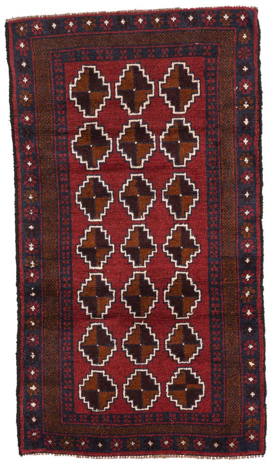 Detail image of 2' 8 x 4' 10 Hand Knotted Balouch Persian Wool Rug