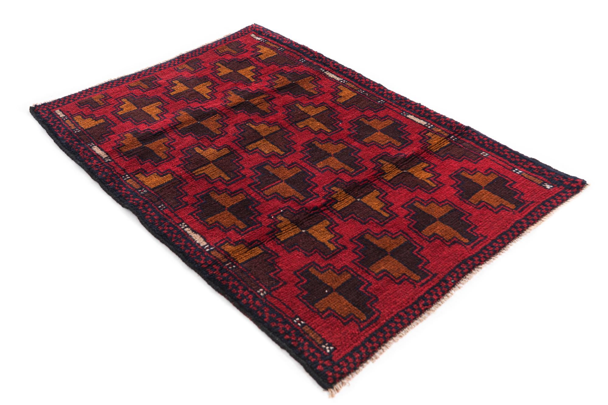 3' x 4' 4 Hand Knotted Balouch Persian Wool Rug