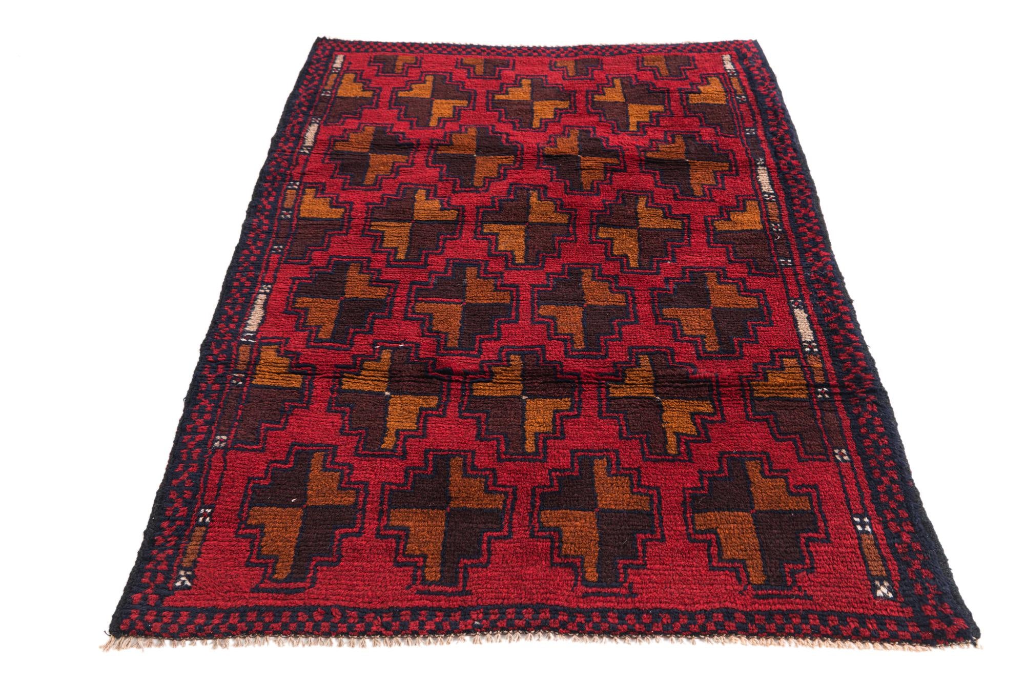 3' x 4' 4 Hand Knotted Balouch Persian Wool Rug