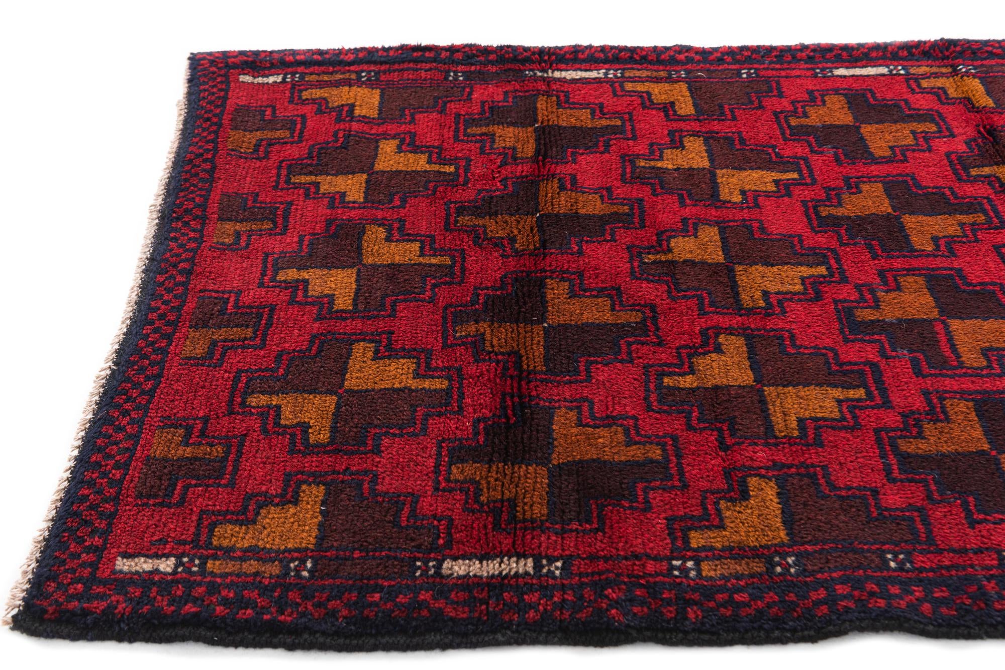 3' x 4' 4 Hand Knotted Balouch Persian Wool Rug