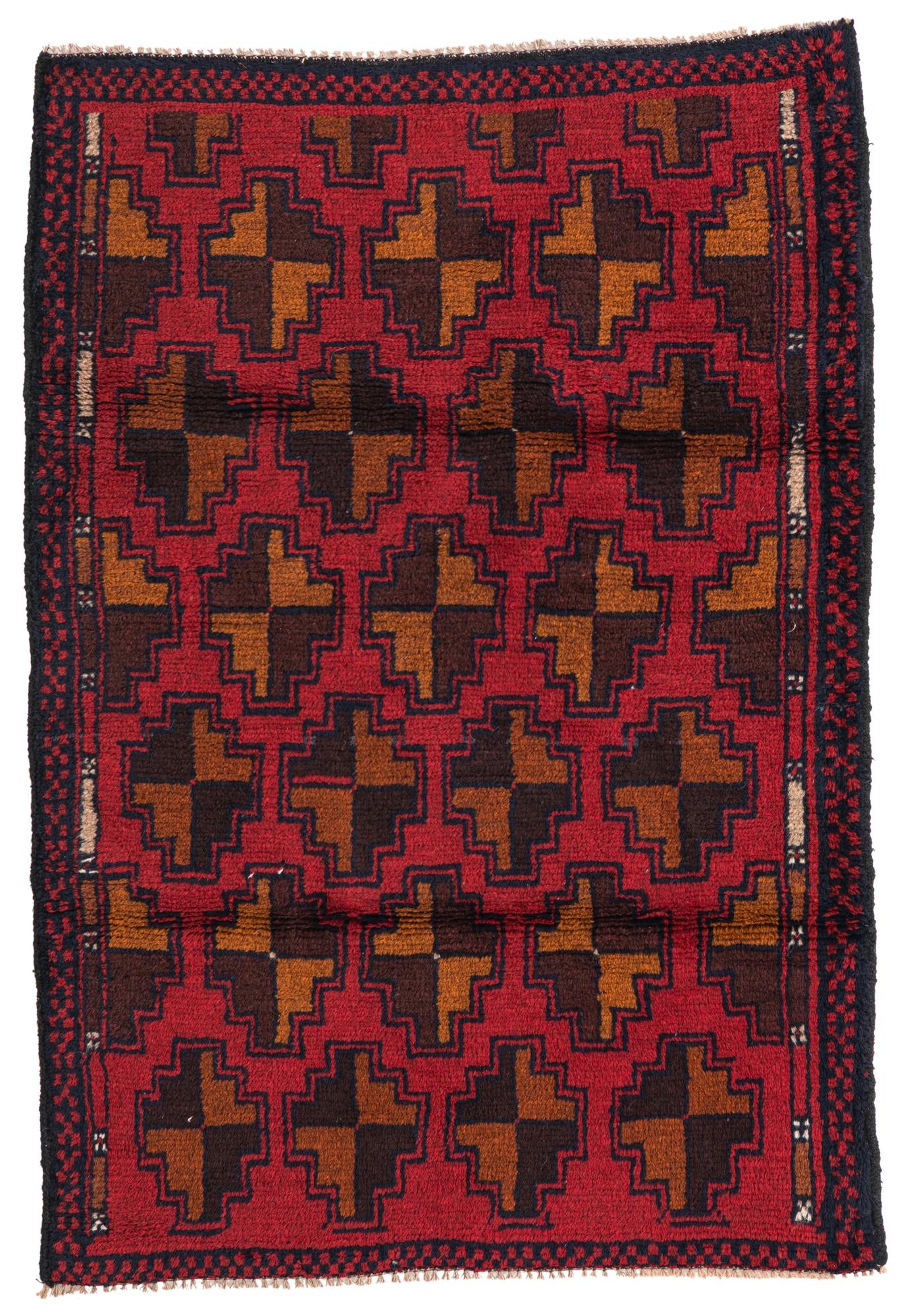3' x 4' 4 Hand Knotted Balouch Persian Wool Rug