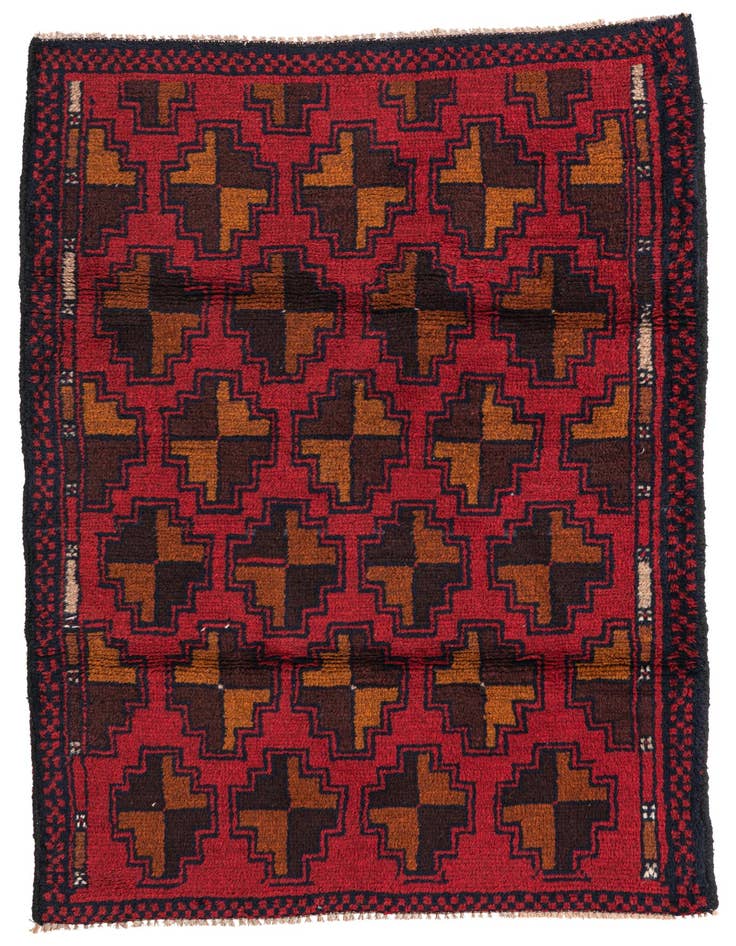 Detail image of 3' x 4' 4 Hand Knotted Balouch Persian Wool Rug