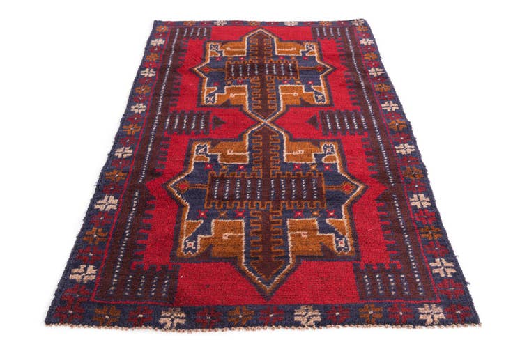 Detail image of 2' 10 x 4' 8 Hand Knotted Balouch Persian Wool Rug