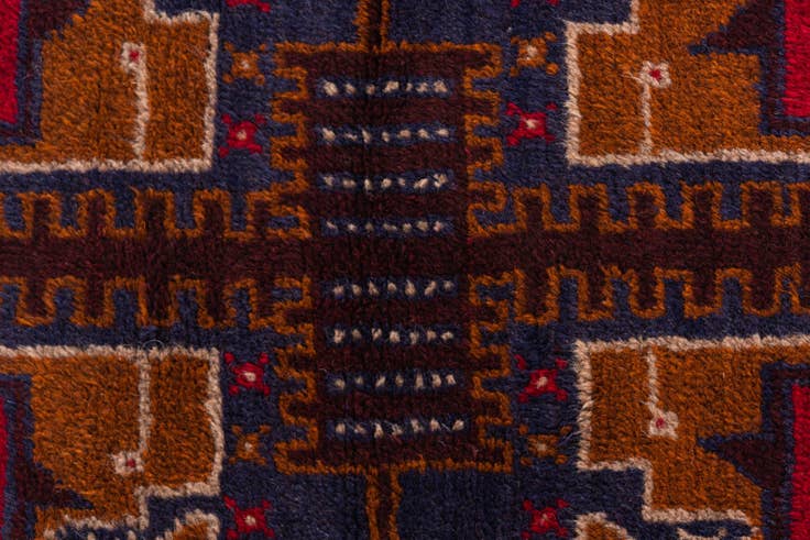 Detail image of 2' 10 x 4' 8 Hand Knotted Balouch Persian Wool Rug