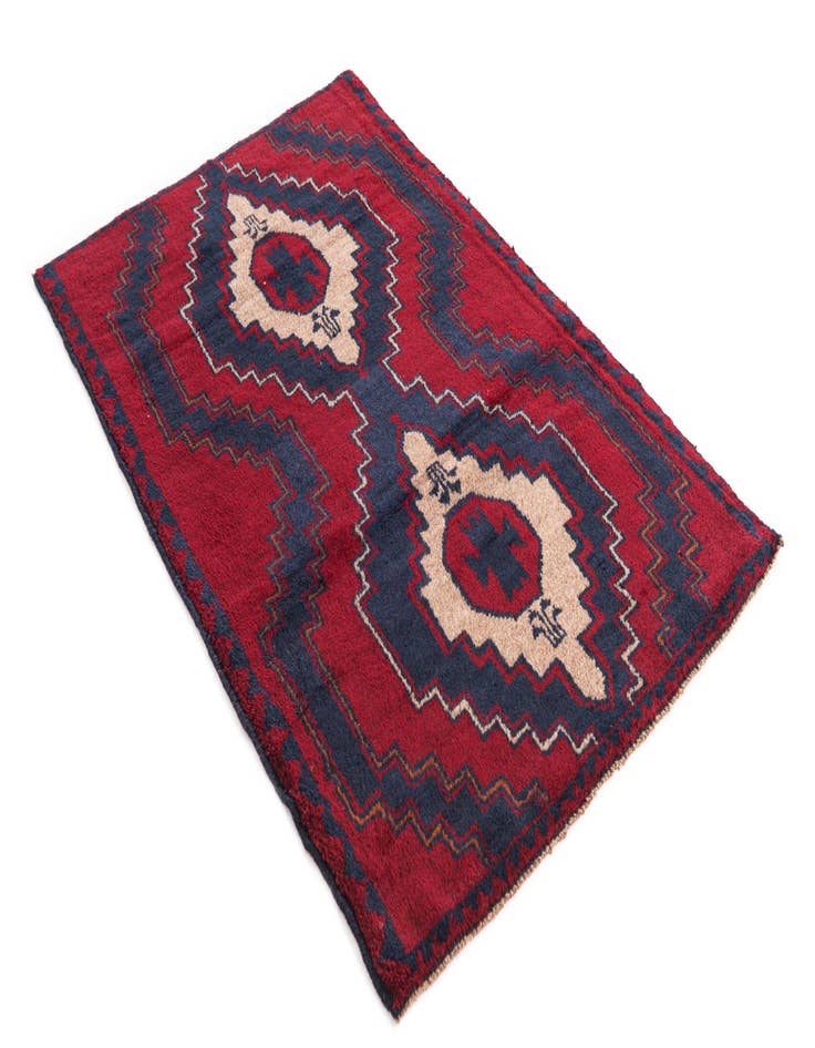 Detail image of 2' 10 x 4' 5  Hand Knotted Balouch Persian Wool Rug