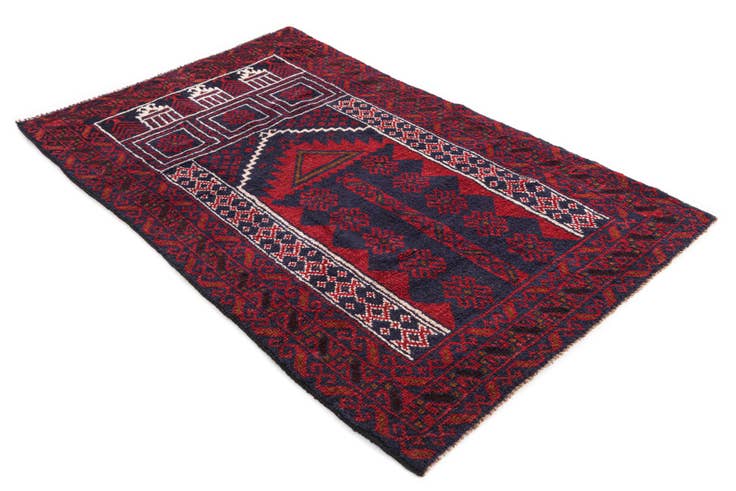 Detail image of 2' 10 x 4' 9 Hand Knotted Balouch Persian Wool Rug