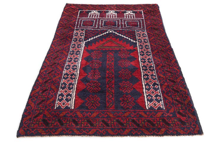 Detail image of 2' 10 x 4' 9 Hand Knotted Balouch Persian Wool Rug