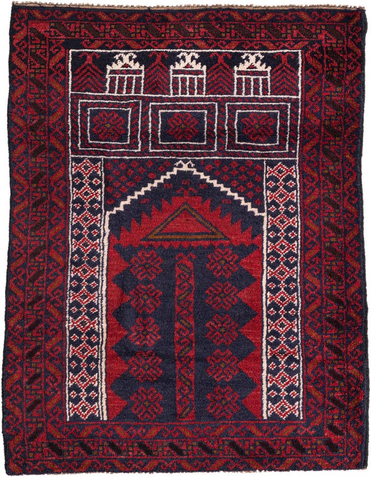 Detail image of 2' 10 x 4' 9 Hand Knotted Balouch Persian Wool Rug